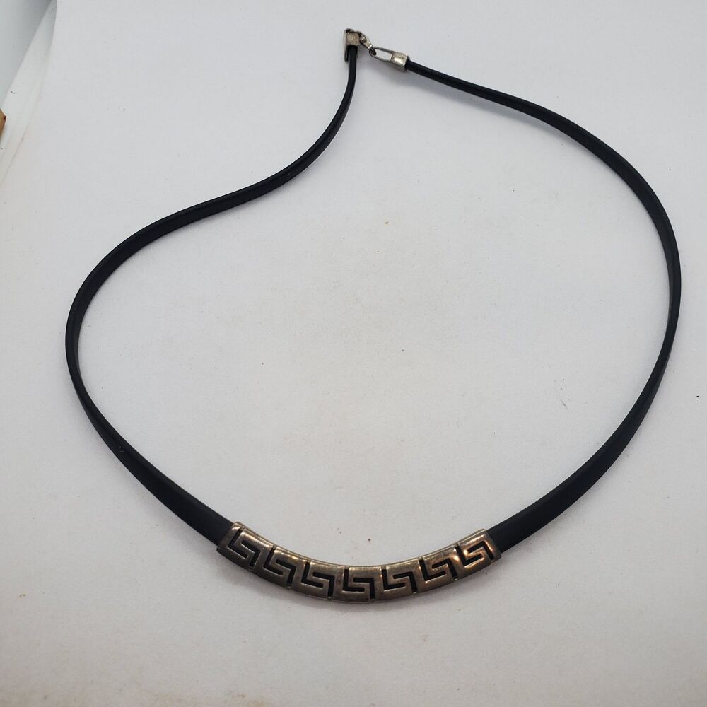 Sterling Silver and Rubber/Silicone Necklace 18"